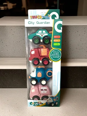 City Guardian Cartoon Car Rescue Team – 4-Piece Friction Powered Vehicle Set for Toddlers